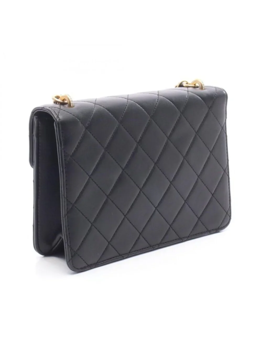 Chanel Shoulder Bag Quilted Black Lambskin Mini